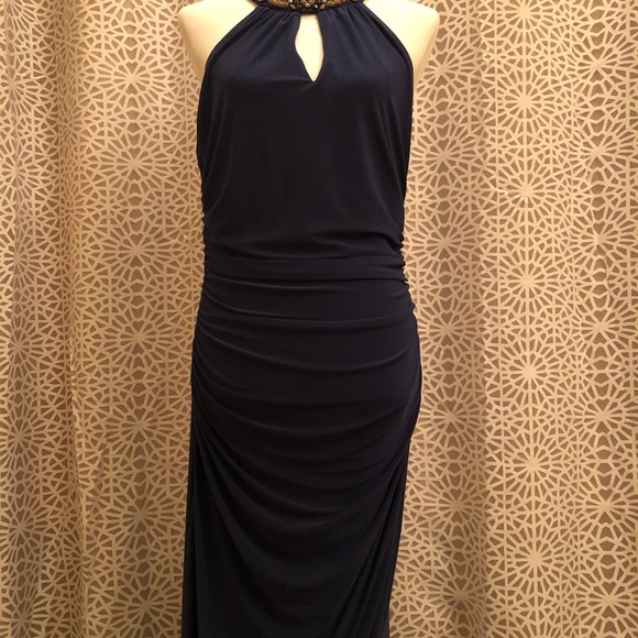 NWT Laundry by Shelli Segal Long Beaded Blue Dress - Picture 5 of 15